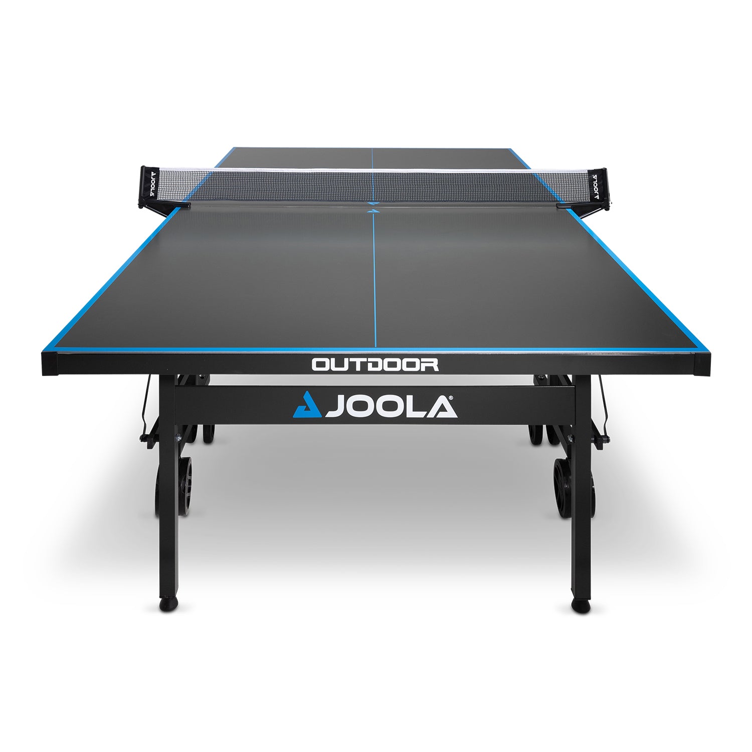 Detailaufnahme des JOOLA Tischtennisplatte Outdoor J500A, zeigt die Oberfläche und Struktur.