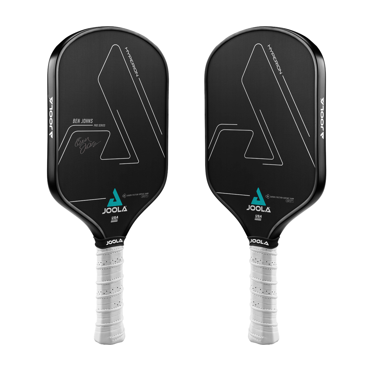 Rückansicht des JOOLA Pickleball Schläger Ben Johns Hyperion CFS 16 SWIFT, mit Sicht auf die Materialbeschaffenheit.