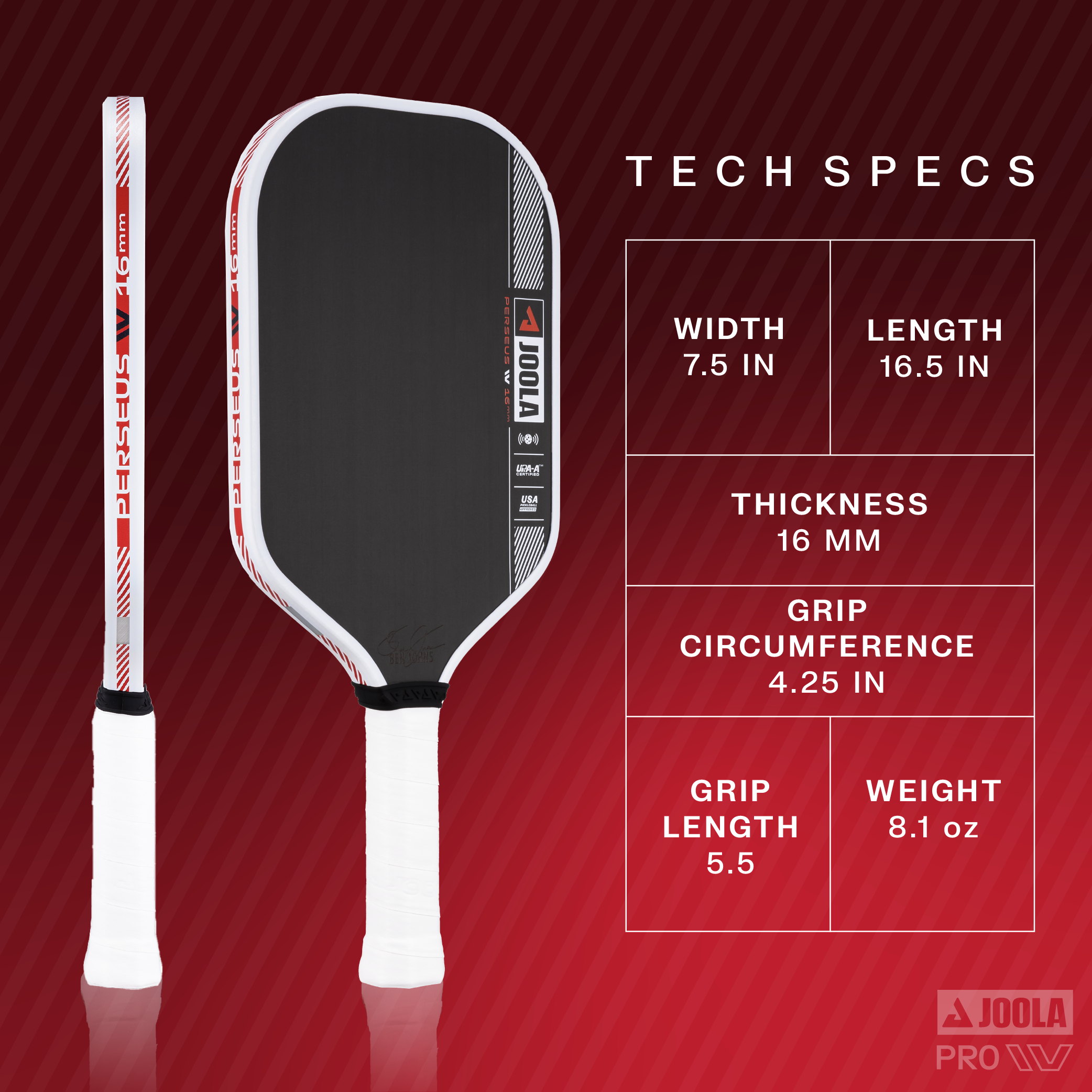 Joola Pickleball Ben Johns Racket Perseus Pro IV 16